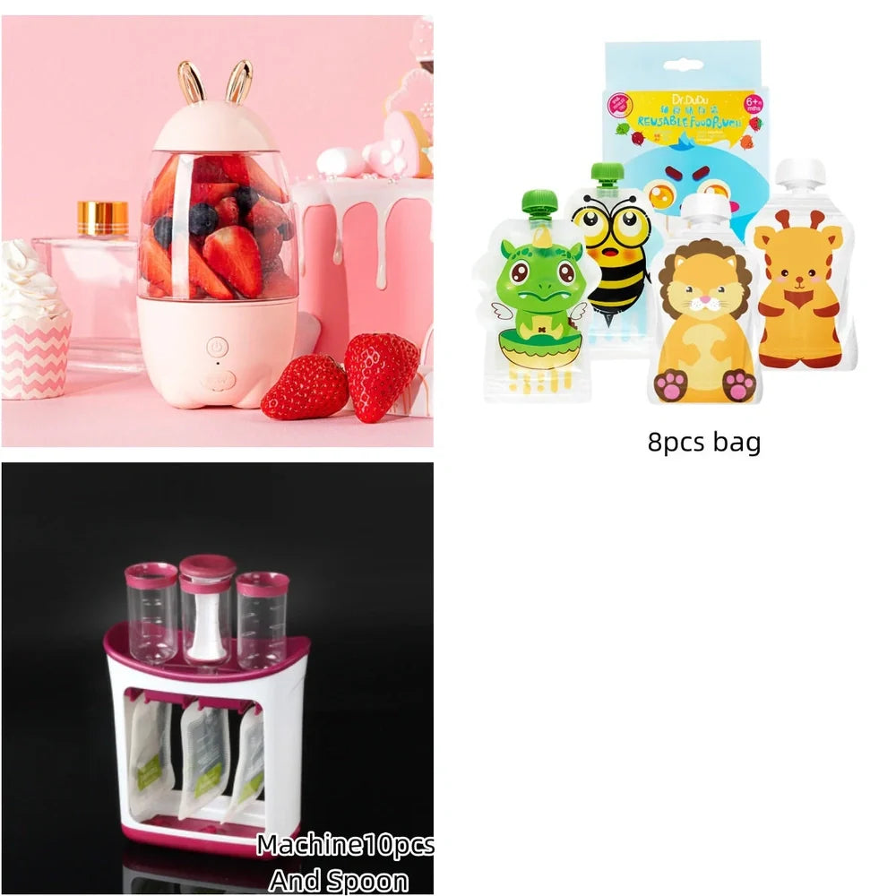 Blue portable blender with 400ml capacity and USB cable for juicing and food prep