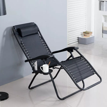 Modern black Nap Deck Chair Office with Teslin woven seat