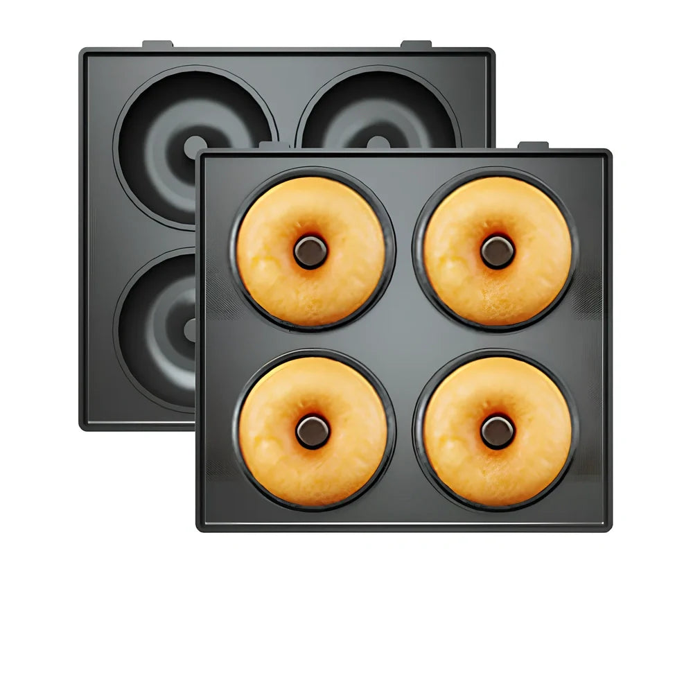 Retro breakfast machine with multiple cooking plates and temperature control dial