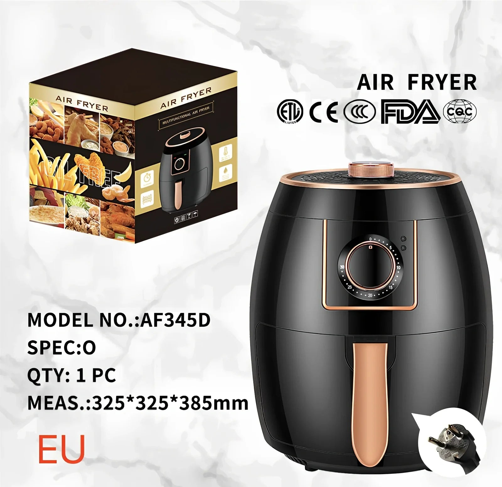 5.5L touch screen air fryer with metal body and LCD display for healthier frying