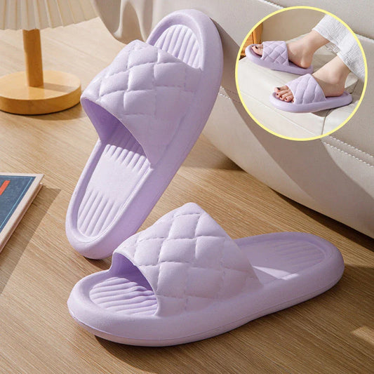 Stylish and comfortable EVA slippers with unique rhombus design, available in various colors for indoor and bathroom use