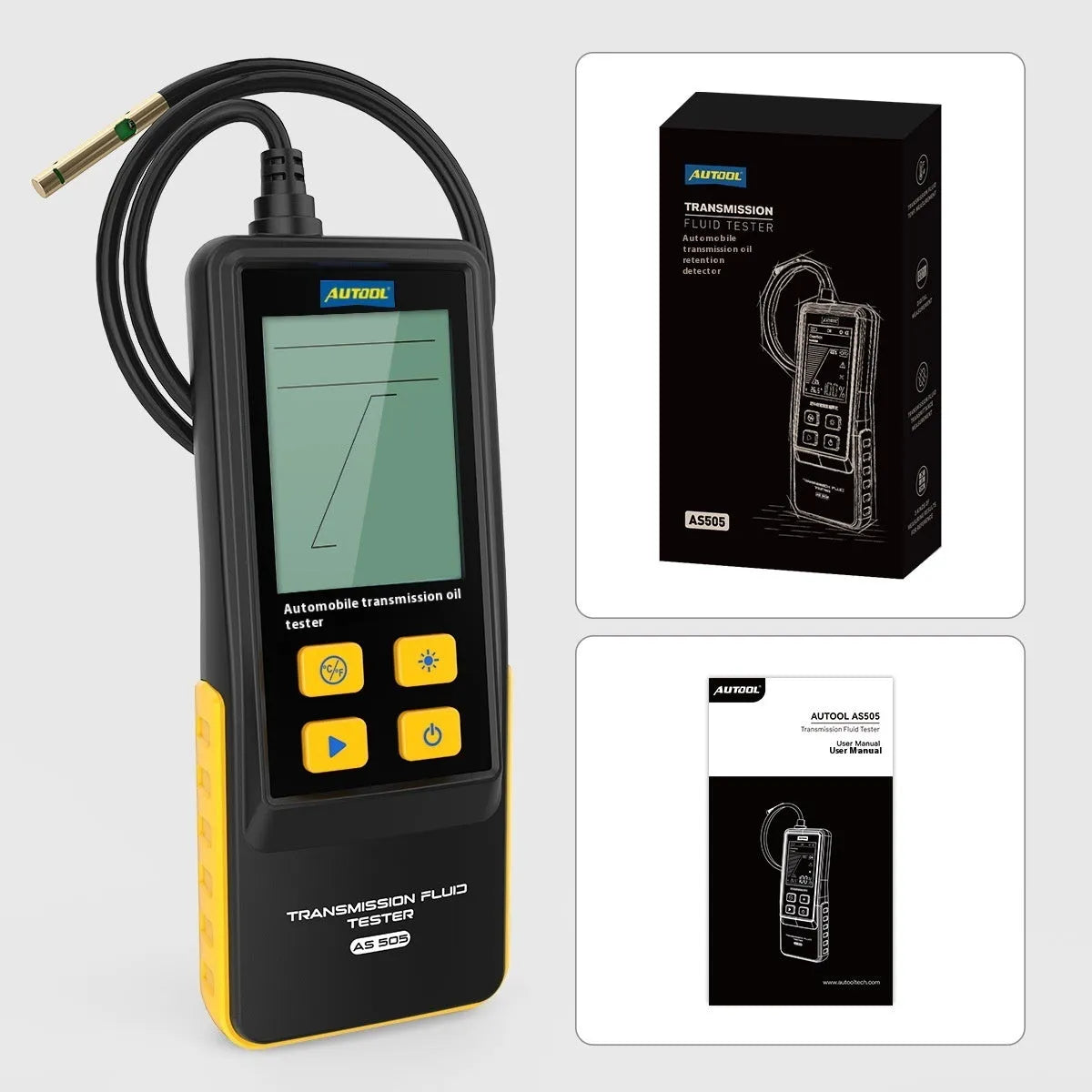 Black automobile transmission fluid oil quality analysis detector, 26 x 14 x 5.5 cm, single diagnostic unit