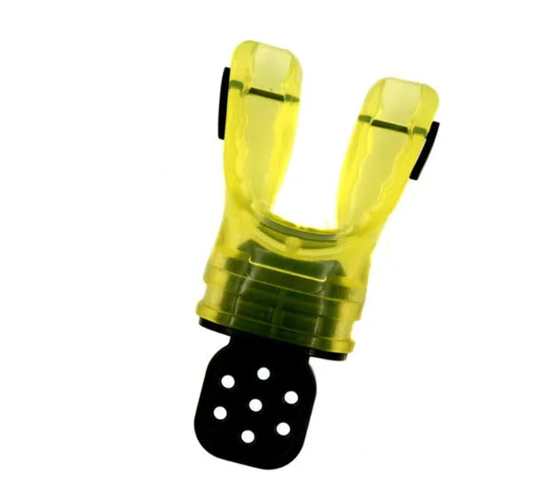 Plastic-free 110mm silicone diving mouthpiece in various solid and transparent colours.