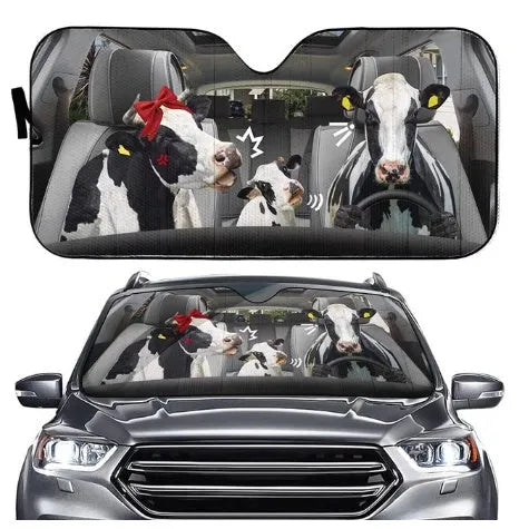 Telescopic aluminium foil car sun visor extended on a car windscreen