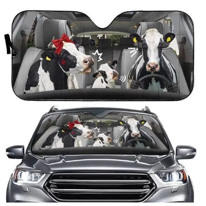 Telescopic aluminium foil car sun visor extended on a car windscreen