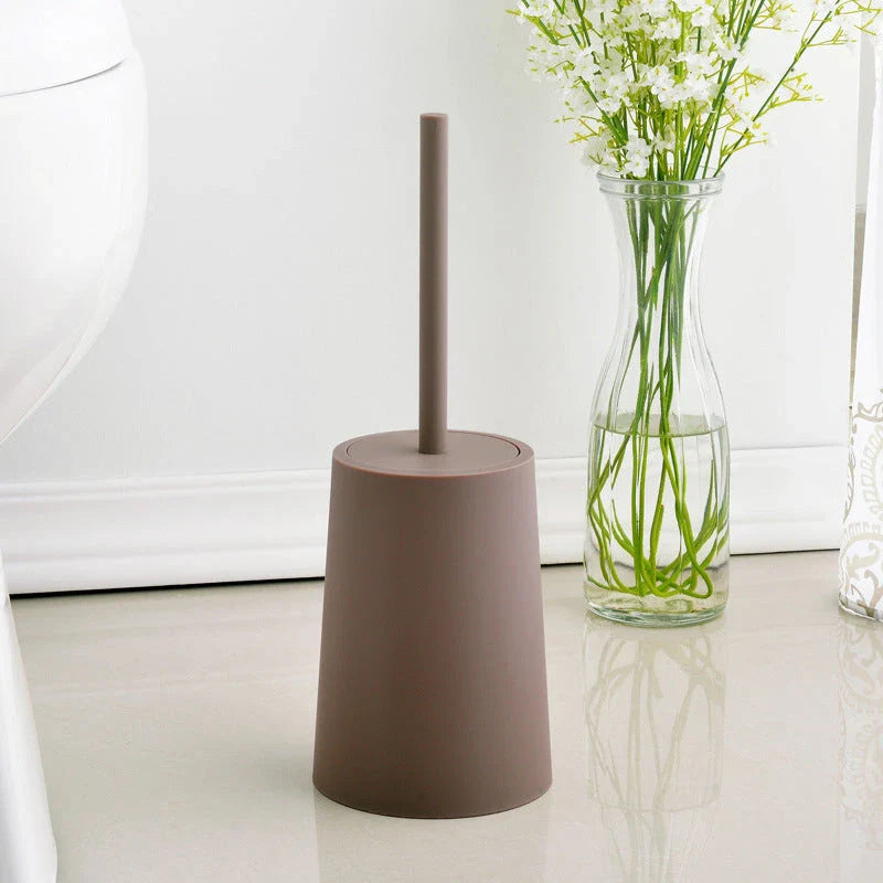 Modern black toilet brush with lid and stable base for effective and convenient bathroom cleaning