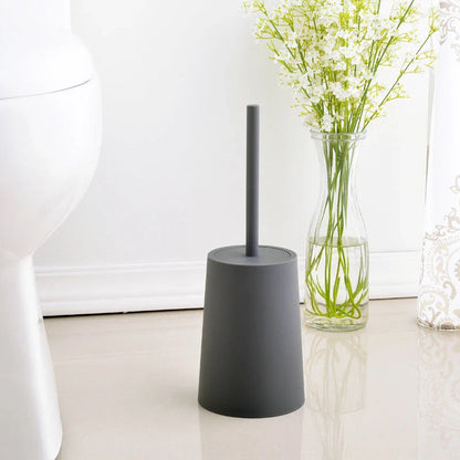 Modern black toilet brush with lid and stable base for effective and convenient bathroom cleaning