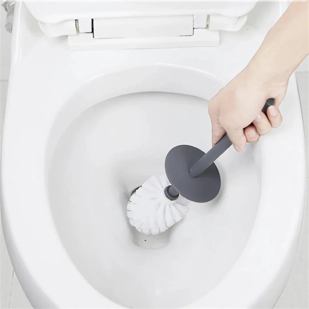 Modern black toilet brush with lid and stable base for effective and convenient bathroom cleaning