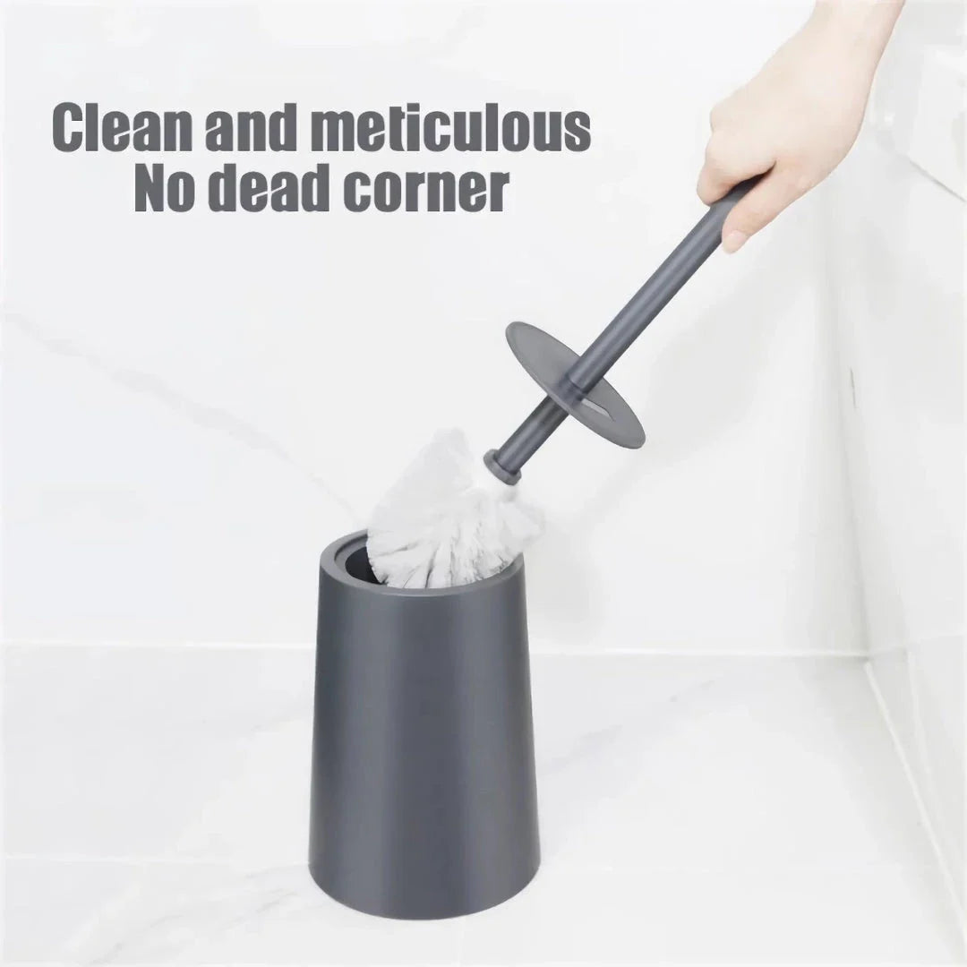 Modern black toilet brush with lid and stable base for effective and convenient bathroom cleaning