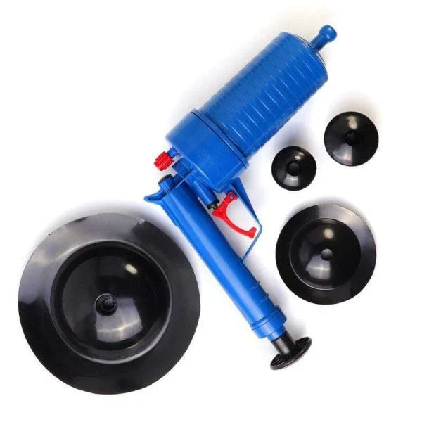 Air Drain Blaster - A high-pressure air-powered drain cleaner that quickly clears clogged sinks, tubs, and toilets without harsh chemicals.