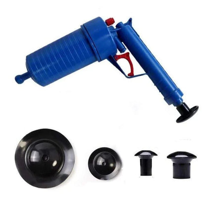 Air Drain Blaster - A high-pressure air-powered drain cleaner that quickly clears clogged sinks, tubs, and toilets without harsh chemicals.