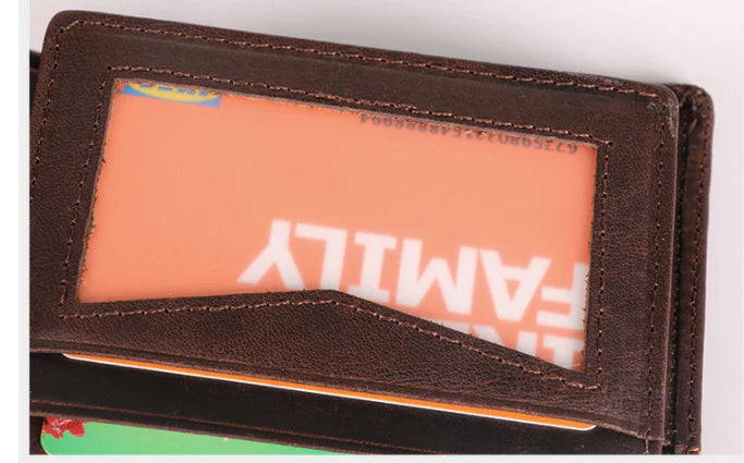 Trendha Multi-card Short Clutch in chocolate color, featuring leather construction, hidden compartments, and secure zipper closure