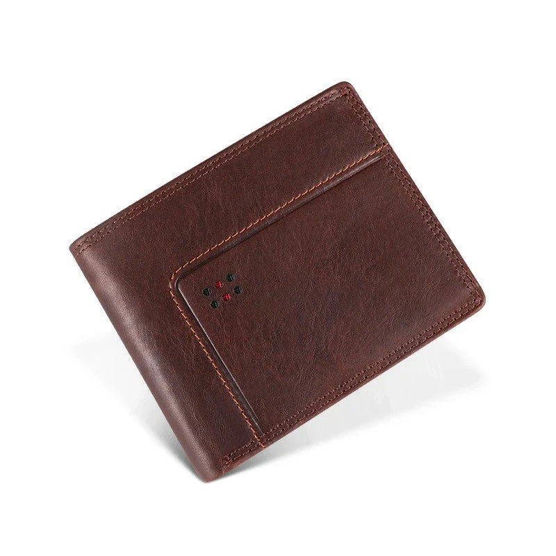 Trendha Multi-card Short Clutch in chocolate color, featuring leather construction, hidden compartments, and secure zipper closure