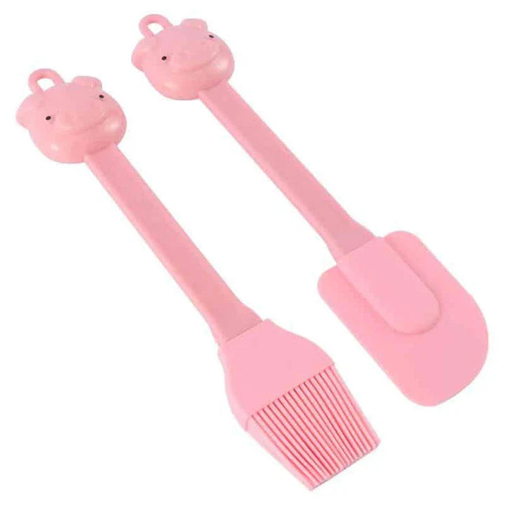 Cartoon Pig Shaped Baking Oil Brush and Scraper - Versatile and Durable Silicone Kitchen Tool