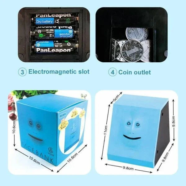 Automatic Funny Monkey Face Coin Bank with a vibrant, animated face that chews and swallows coins, encouraging saving in a playful and engaging way.