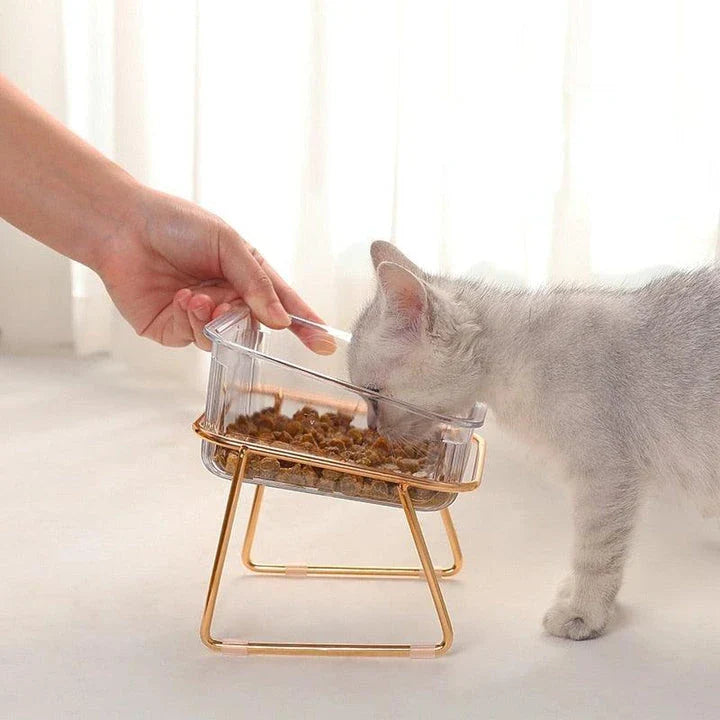 Iron Pet's Double Non-Slip Bowl in square shape, available in small and large sizes, with dual compartments for food and water