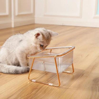 Iron Pet's Double Non-Slip Bowl in square shape, available in small and large sizes, with dual compartments for food and water