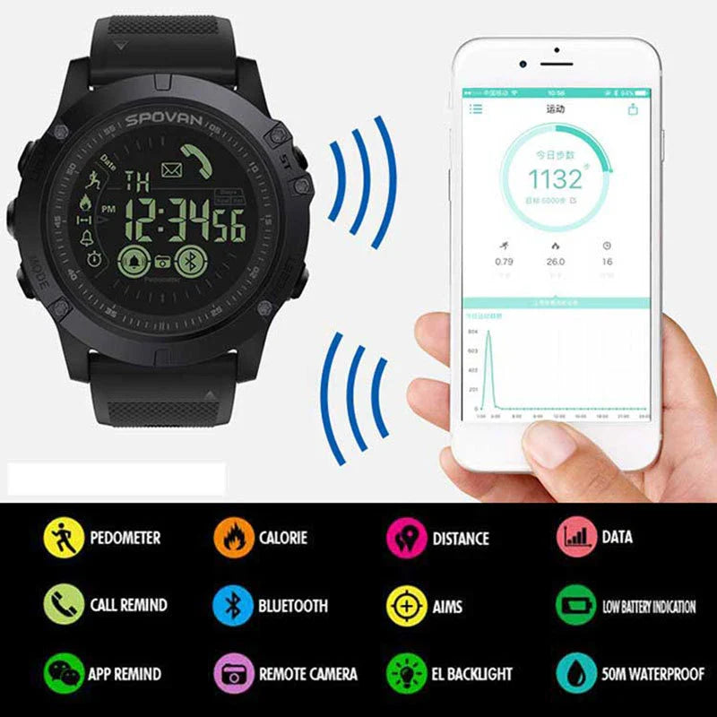 Bluetooth-enabled smart watch with sporty design, waterproof features, and intelligent movement tracking for active lifestyles