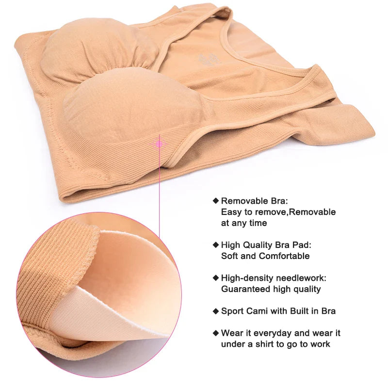 Comfortable, figure-flattering women's body sculpting vest with compression zones and built-in bra support