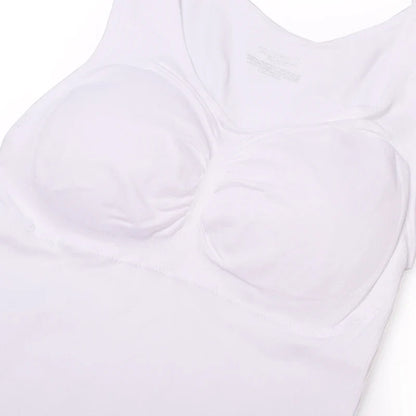 Comfortable, figure-flattering women's body sculpting vest with compression zones and built-in bra support