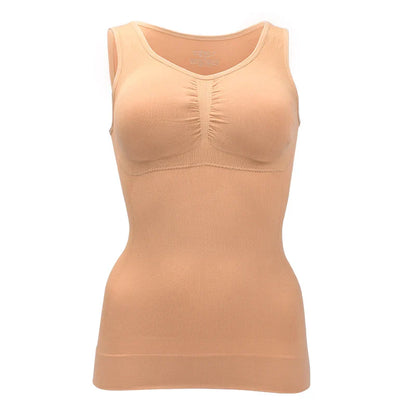 Comfortable, figure-flattering women's body sculpting vest with compression zones and built-in bra support