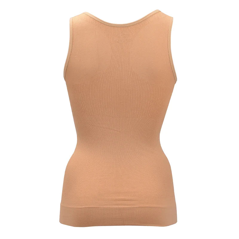 Comfortable, figure-flattering women's body sculpting vest with compression zones and built-in bra support