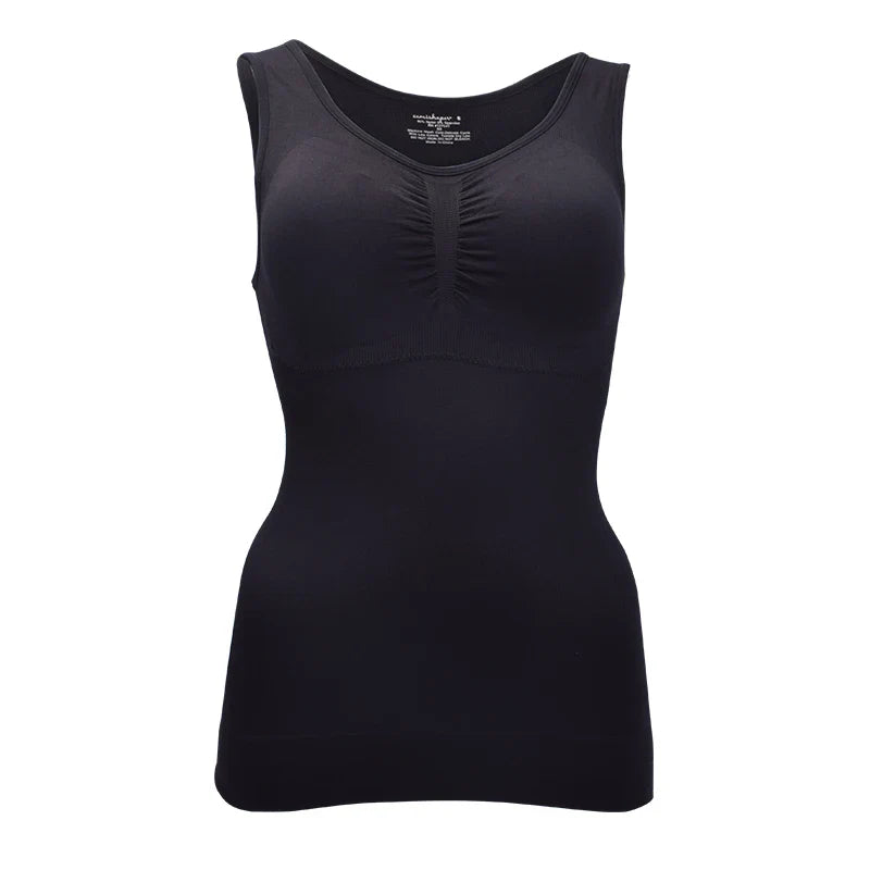 Comfortable, figure-flattering women's body sculpting vest with compression zones and built-in bra support