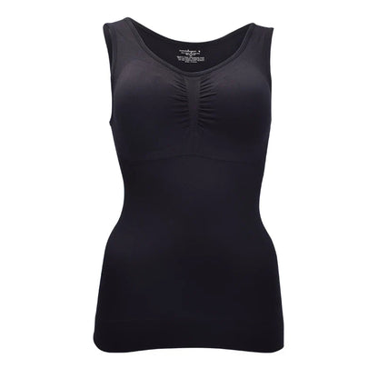 Comfortable, figure-flattering women's body sculpting vest with compression zones and built-in bra support