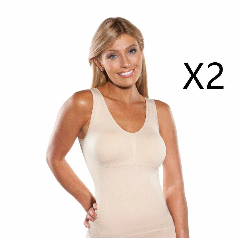Comfortable, figure-flattering women's body sculpting vest with compression zones and built-in bra support