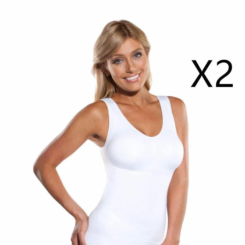 Comfortable, figure-flattering women's body sculpting vest with compression zones and built-in bra support