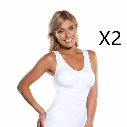 Comfortable, figure-flattering women's body sculpting vest with compression zones and built-in bra support