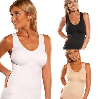 Comfortable, figure-flattering women's body sculpting vest with compression zones and built-in bra support