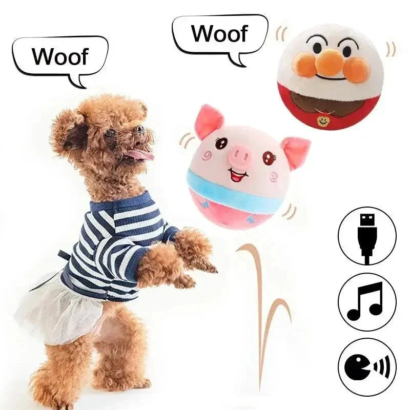 Interactive Talking Dog Toy Ball with Auto Bounce and Squeak Function for Pet Entertainment and Exercise