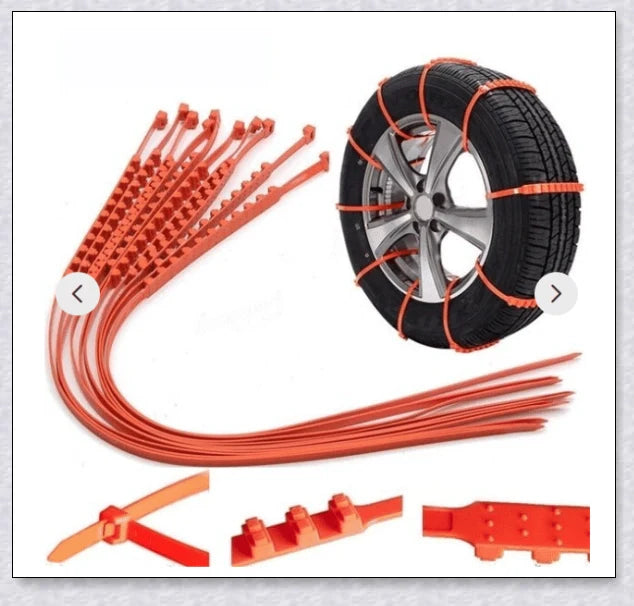 Reusable anti-snow chains for car tires, providing superior traction and grip on snowy and icy roads