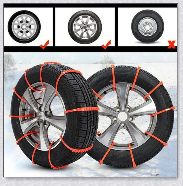 Reusable anti-snow chains for car tires, providing superior traction and grip on snowy and icy roads