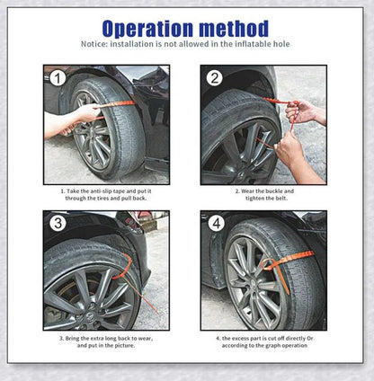 Reusable anti-snow chains for car tires, providing superior traction and grip on snowy and icy roads
