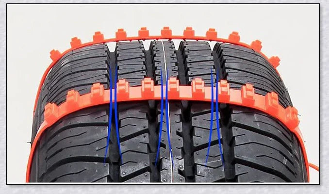Reusable anti-snow chains for car tires, providing superior traction and grip on snowy and icy roads