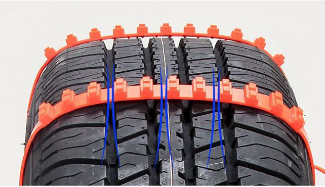 Reusable anti-snow chains for car tires, providing superior traction and grip on snowy and icy roads