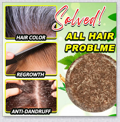 Organic Hair Darkening Shampoo Bar - Restore Natural Hair Color with Tuber Fleece-Flower Extract