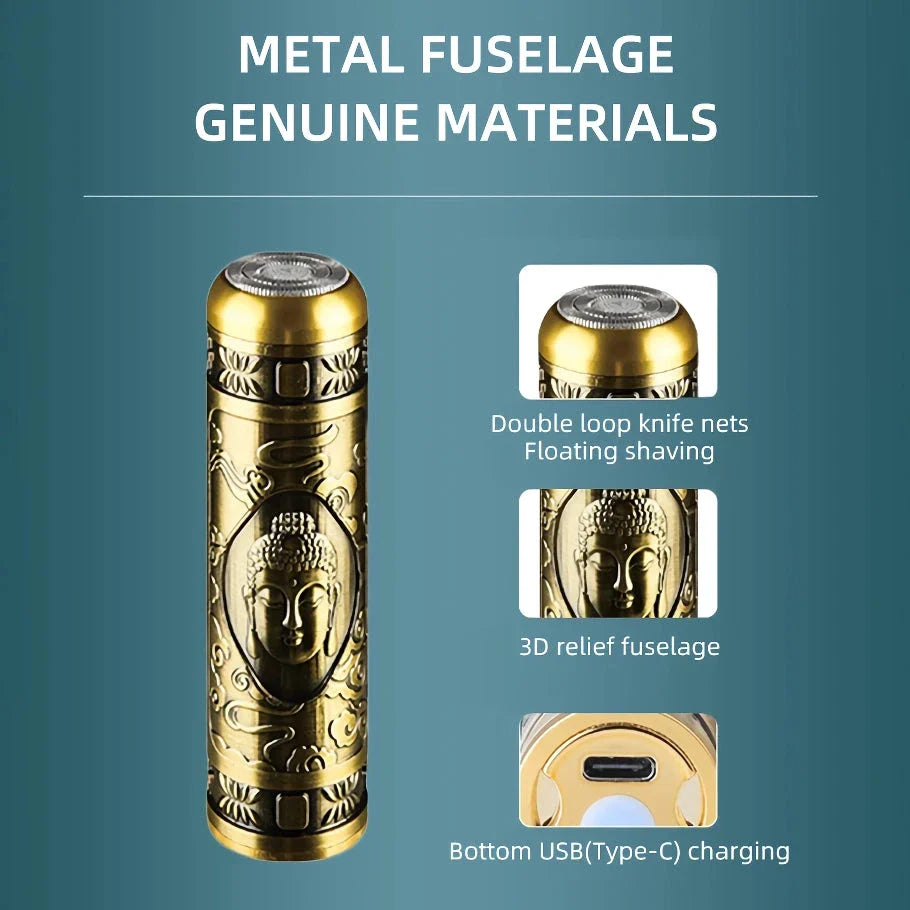 Rechargeable Waterproof Electric Shaver with rotary razor, waterproof design, and rechargeable battery