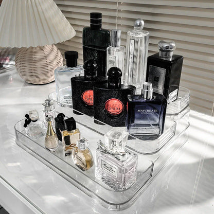 3 Tier Clear Display Risers Stand for organizing and showcasing perfumes, cosmetics, and other items