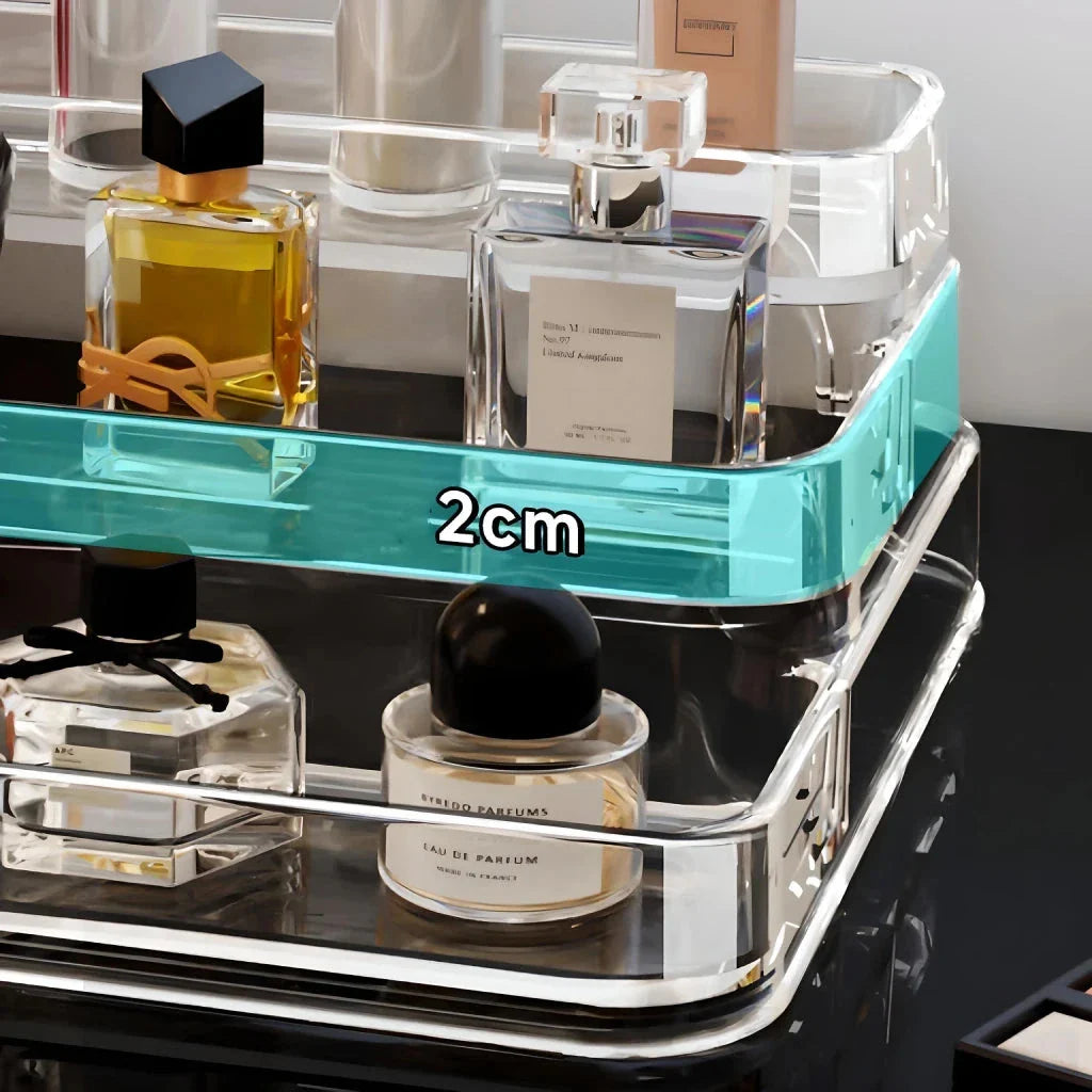 3 Tier Clear Display Risers Stand for organizing and showcasing perfumes, cosmetics, and other items