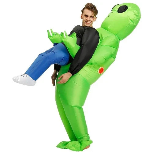 Eeky Halloween Inflatable Alien Costume with mind-bending optical illusion and durable polyester construction