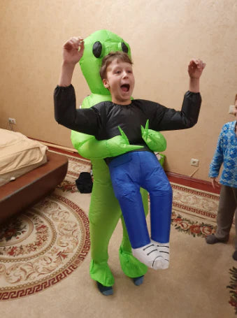 Eeky Halloween Inflatable Alien Costume with mind-bending optical illusion and durable polyester construction