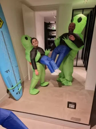 Eeky Halloween Inflatable Alien Costume with mind-bending optical illusion and durable polyester construction