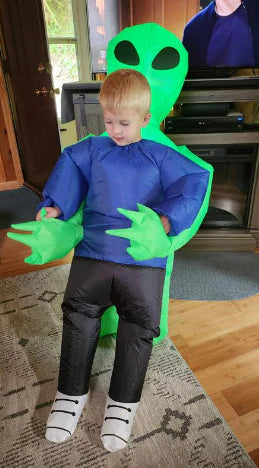 Eeky Halloween Inflatable Alien Costume with mind-bending optical illusion and durable polyester construction