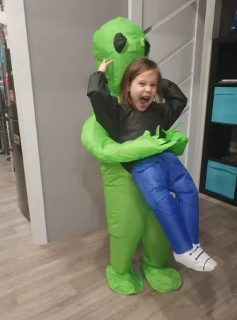 Eeky Halloween Inflatable Alien Costume with mind-bending optical illusion and durable polyester construction