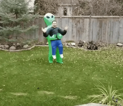 Eeky Halloween Inflatable Alien Costume with mind-bending optical illusion and durable polyester construction
