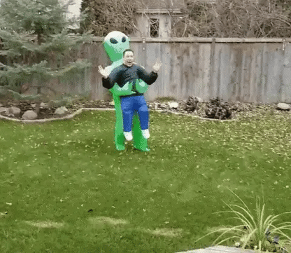 Eeky Halloween Inflatable Alien Costume with mind-bending optical illusion and durable polyester construction