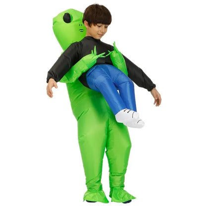 Eeky Halloween Inflatable Alien Costume with mind-bending optical illusion and durable polyester construction